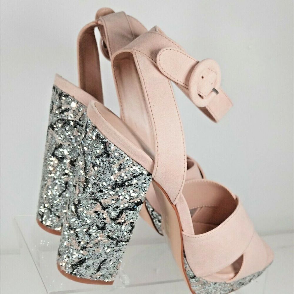 Mix No. 6 Silver Bling Platform
Sandal Block Heels